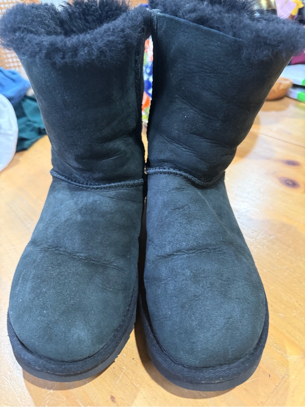 UGG Black Suede Short Shearling Boots
